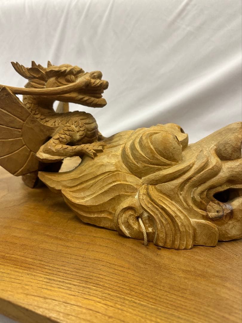 木製 神話的生物の彫刻 お面　一点物