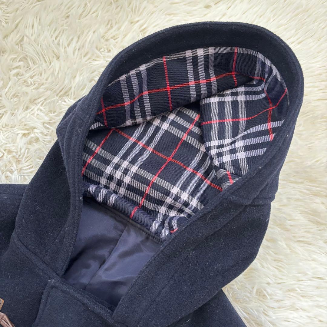 バーバリーノバチェック ウール ダッフルコートキッズ150 レディースSネイビー