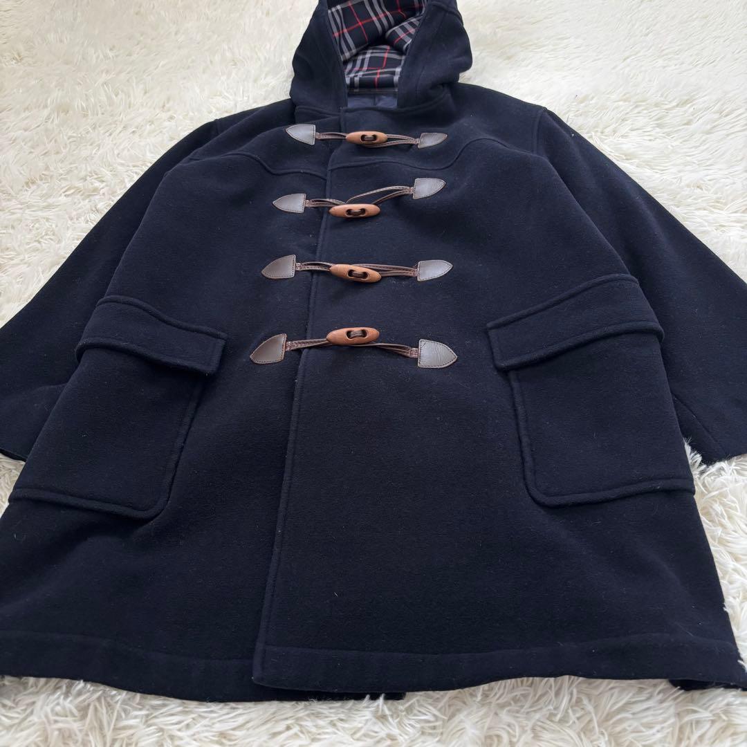 バーバリーノバチェック ウール ダッフルコートキッズ150 レディースSネイビー