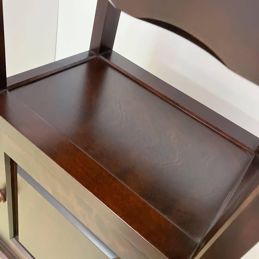 北海道民芸家具　電話台　FAX台　サイドチェスト　サイドテーブル　カバ無垢材