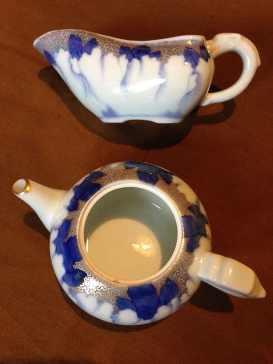 希少年代物 レトロ 昭和初期 オールド深川製磁？有田焼 牡丹 金彩 茶器 煎茶揃