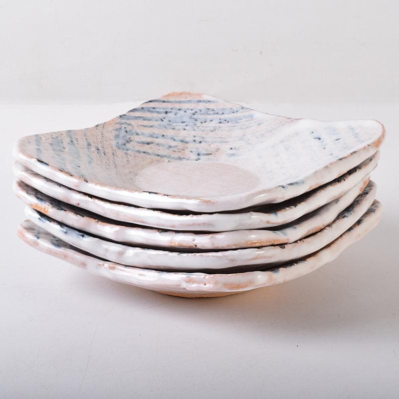 和食器　萩焼　吉田仙萩作　銘々皿　五客　共箱　C　R8215B