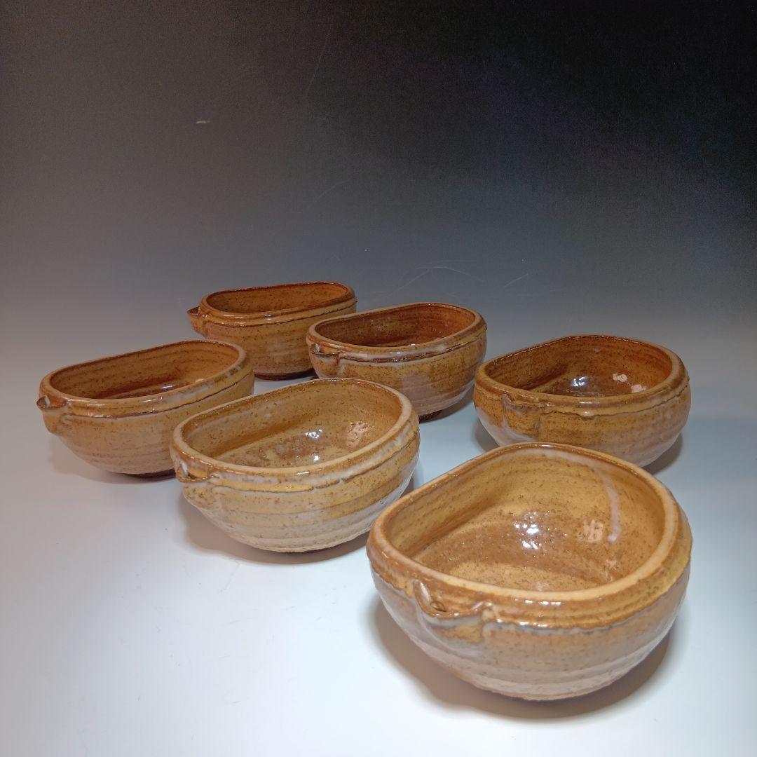 値下げ　茶道具　萩焼　12代田原陶兵衛　片口向付6客　共箱　美品