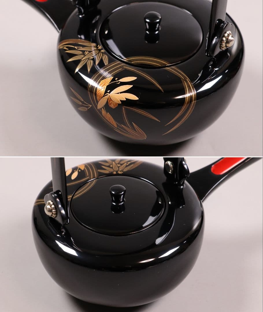 能登輪島塗 柴田屋造 花の丸蒔絵 屠蘇器 共箱 木製漆器 盃 銚子【MA271】