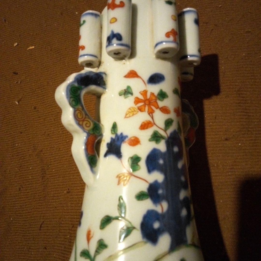 中国陶磁器　万歴赤絵　面取り壺