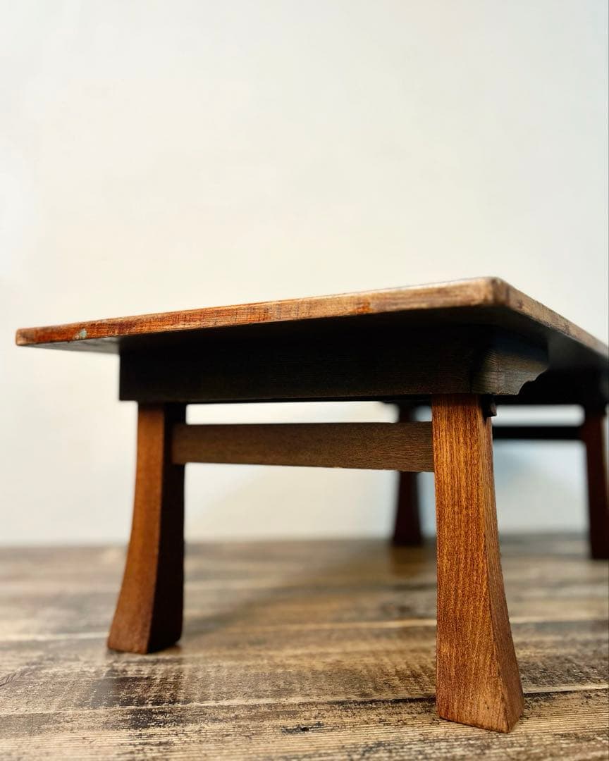 昭和中期 昭和レトロ ちゃぶ台 文机 木製 古家具 折りたたみ スプリング構造