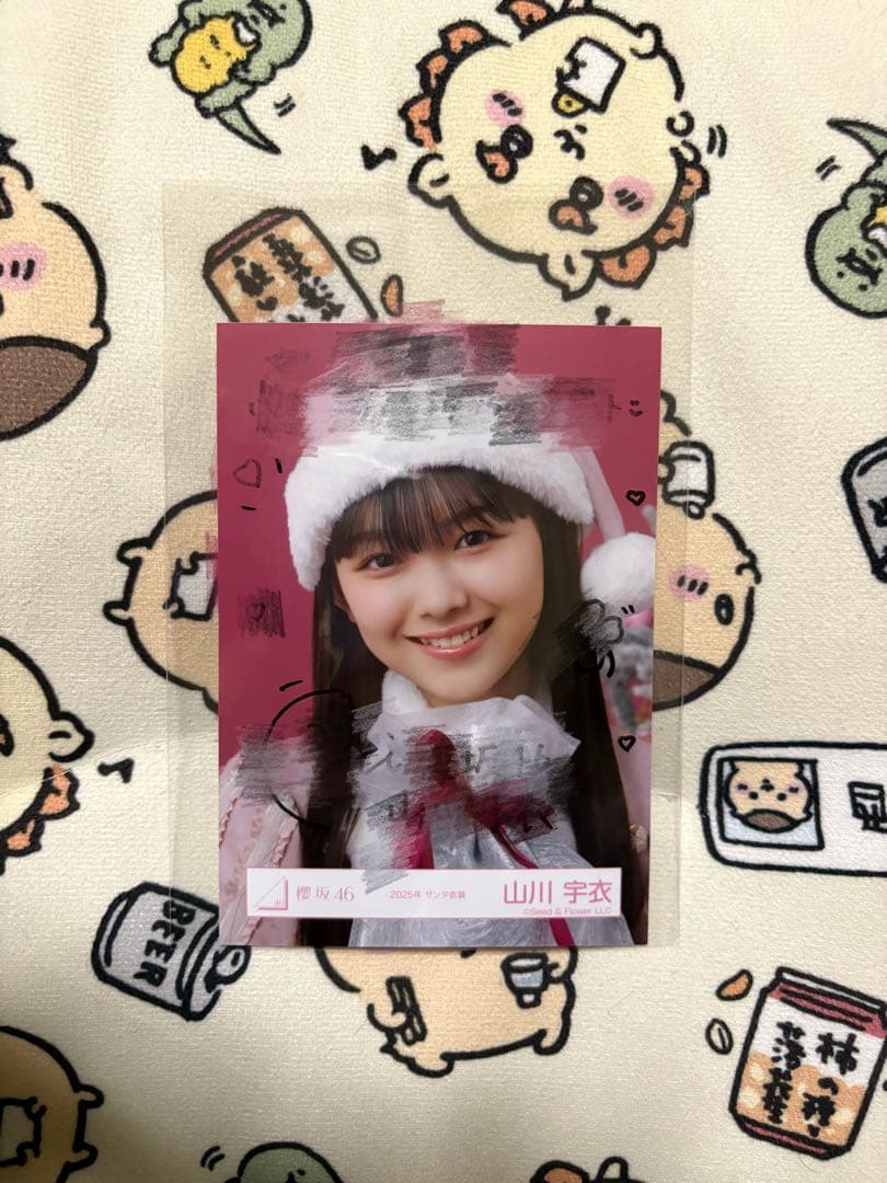 山川宇衣 サンタ衣装 生写真 サイン