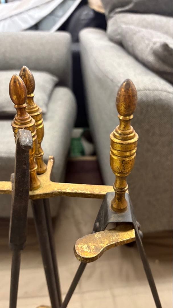 真鍮と鉄製の暖炉用ツールセット ファイヤーツールセット