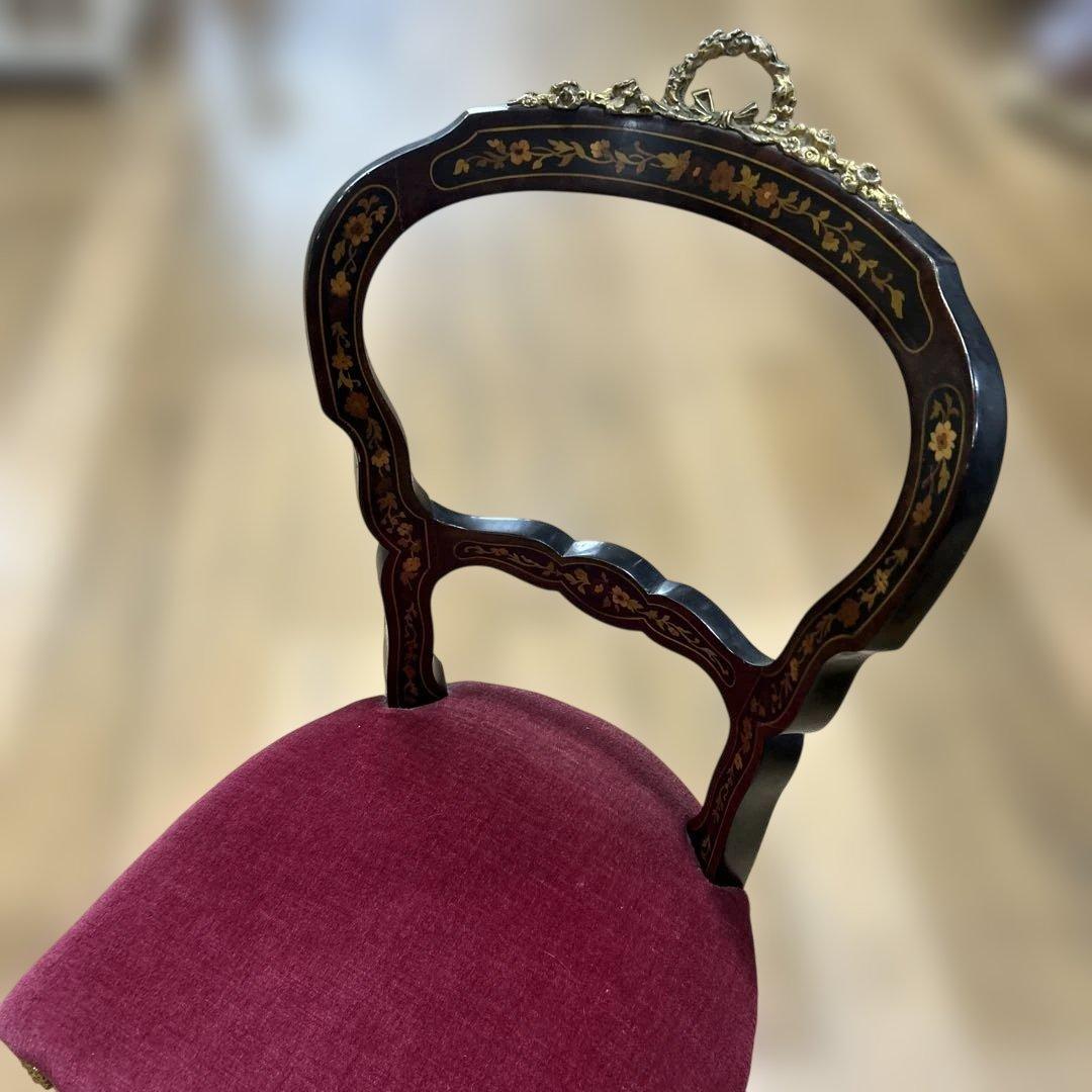 ワインレッド椅子　西洋　英国アンティーク バルーンバックチェア　レトロ