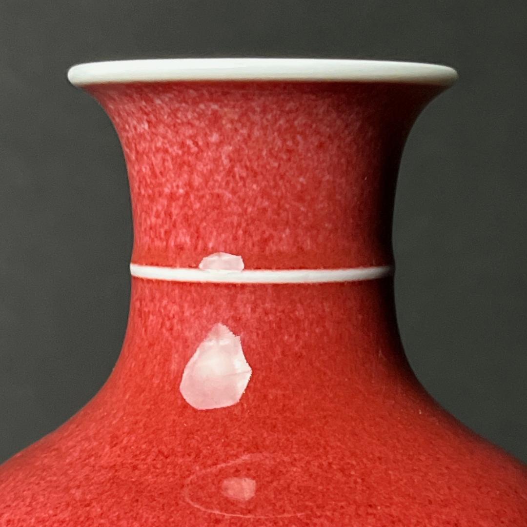 唐物 辰砂 観音瓶 大清康煕年製 款 中国美術 古玩 SN778