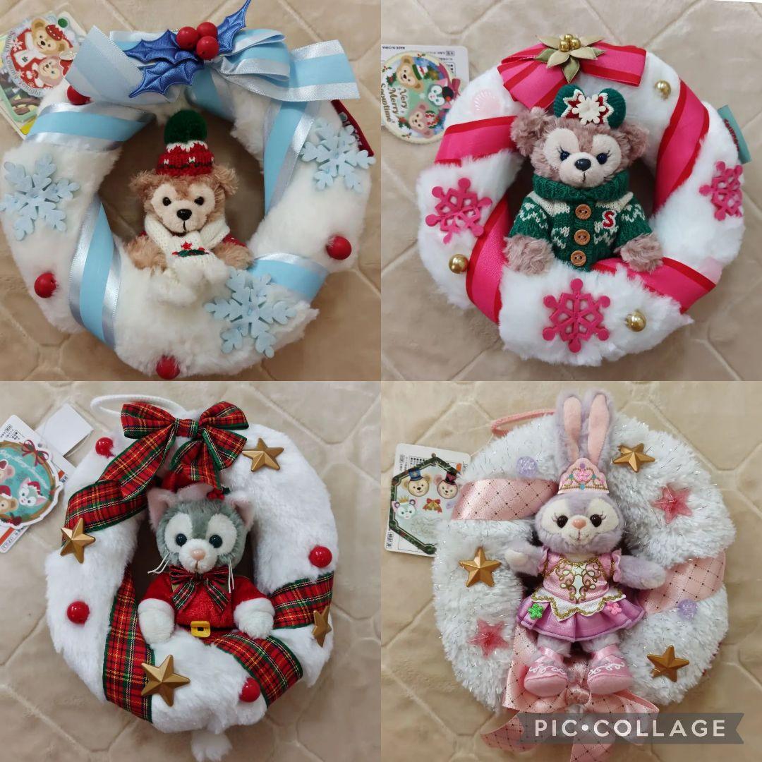 【タグ付き】クリスマスリース ダッフィー シェリーメイ ジェラトーニ ステラルー