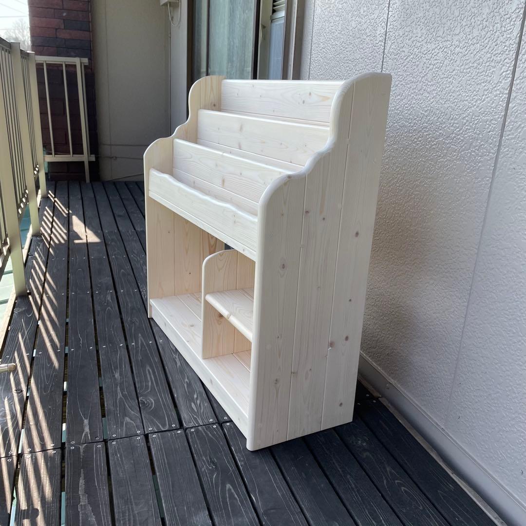 ★彡【新品】通常サイズ　ワトコオイル（ホワイト）ワイドA　絵本棚　ハンドメイド