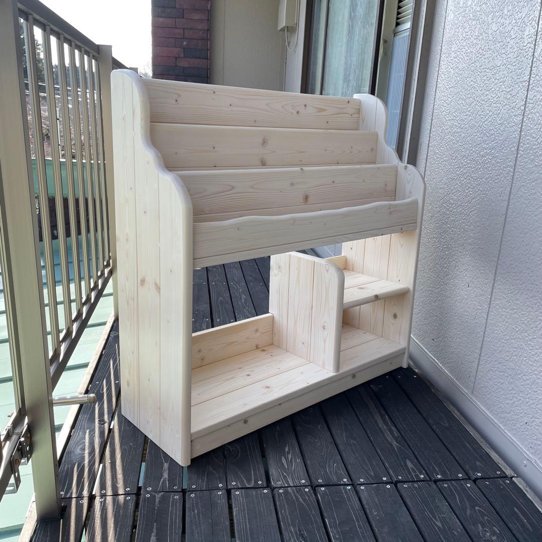 ★彡【新品】通常サイズ　ワトコオイル（ホワイト）ワイドA　絵本棚　ハンドメイド