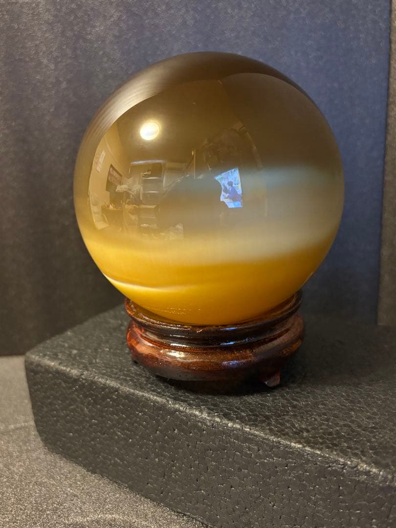 超特大キャッツアイ猫目石球(玉)開運パワーストーン！9.5cm