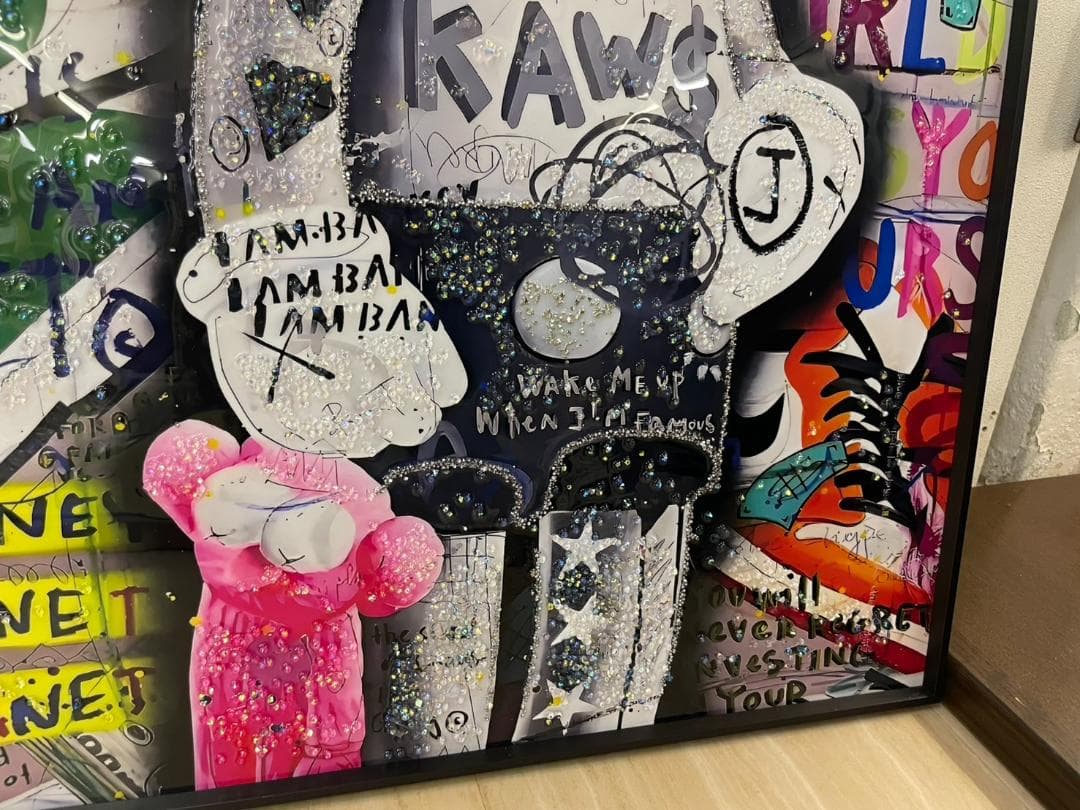 水晶絵　KAWS　カウズ　コンパニオン　アートパネル　クリスタル　立体　絵画