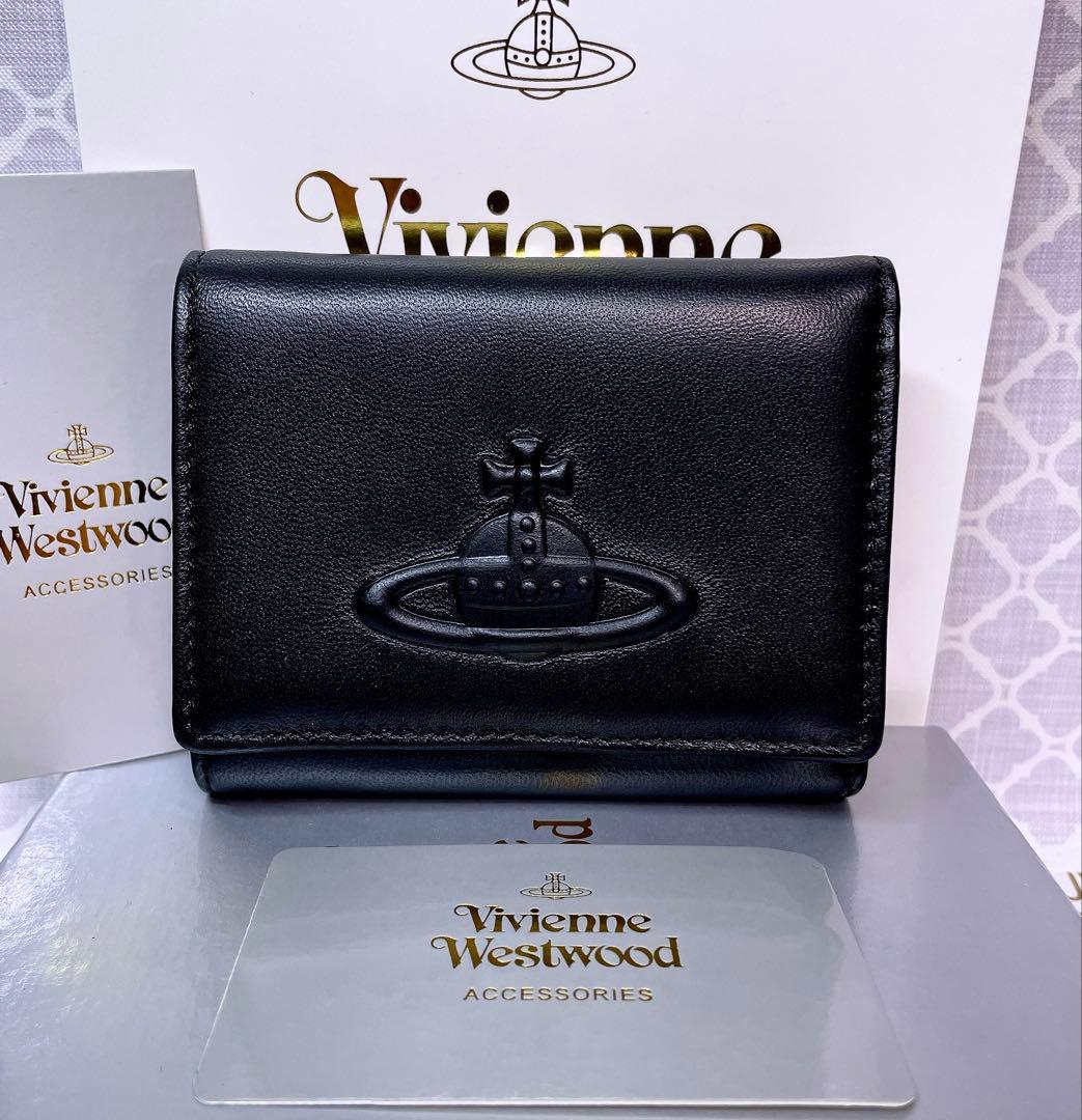 【素敵✨️ショッパー付】新品 ヴィヴィアン・ウエストウッド 三折財布 スムース