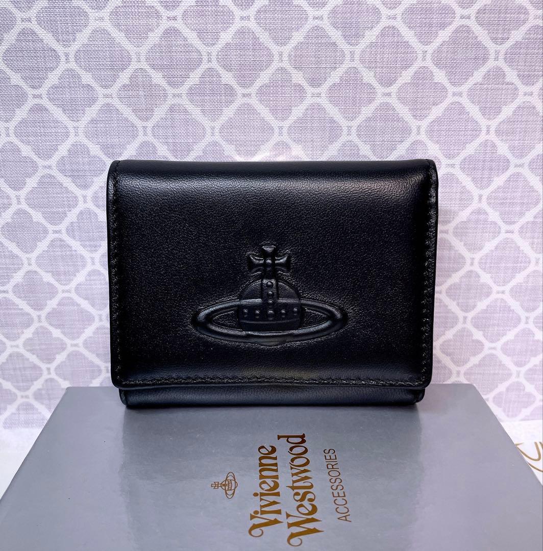 【素敵✨️ショッパー付】新品 ヴィヴィアン・ウエストウッド 三折財布 スムース