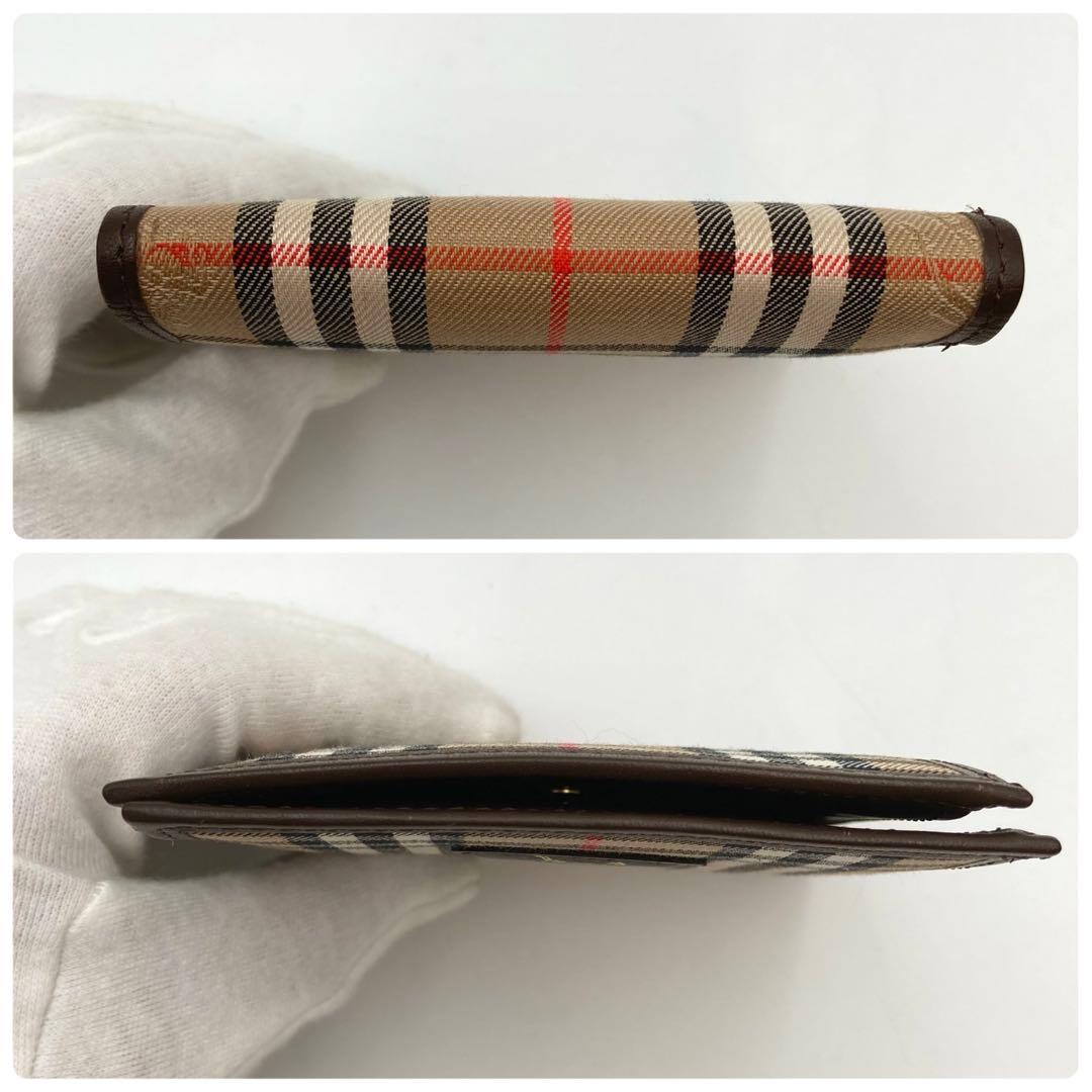 タコ✨ BURBERRY 二つ折り財布 ノバチェック シャドーホース 茶色