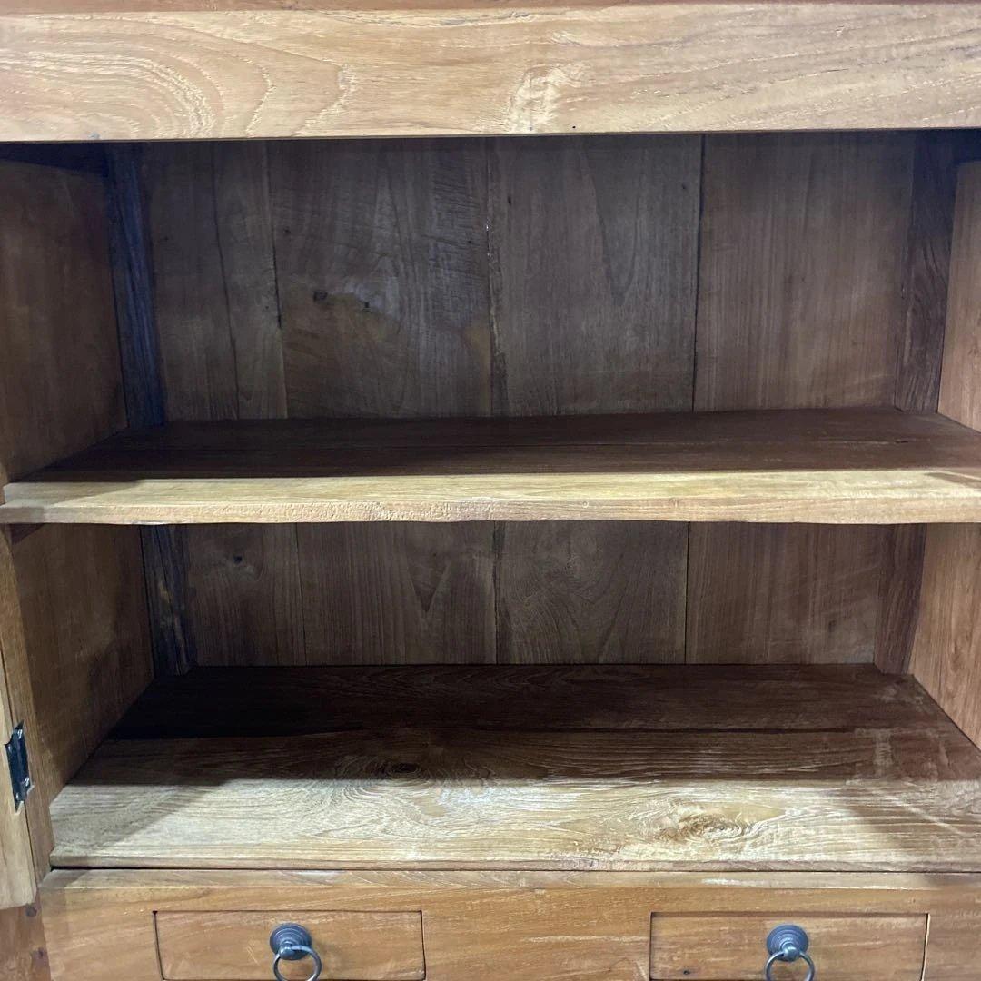 【@002】木製キャビネット ガラス扉 引き出し付き