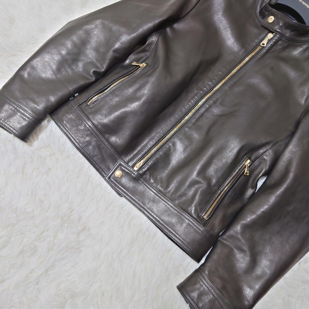 ✨美品✨エンメティ JURI ゴールド ライダースジャケット シングル 44
