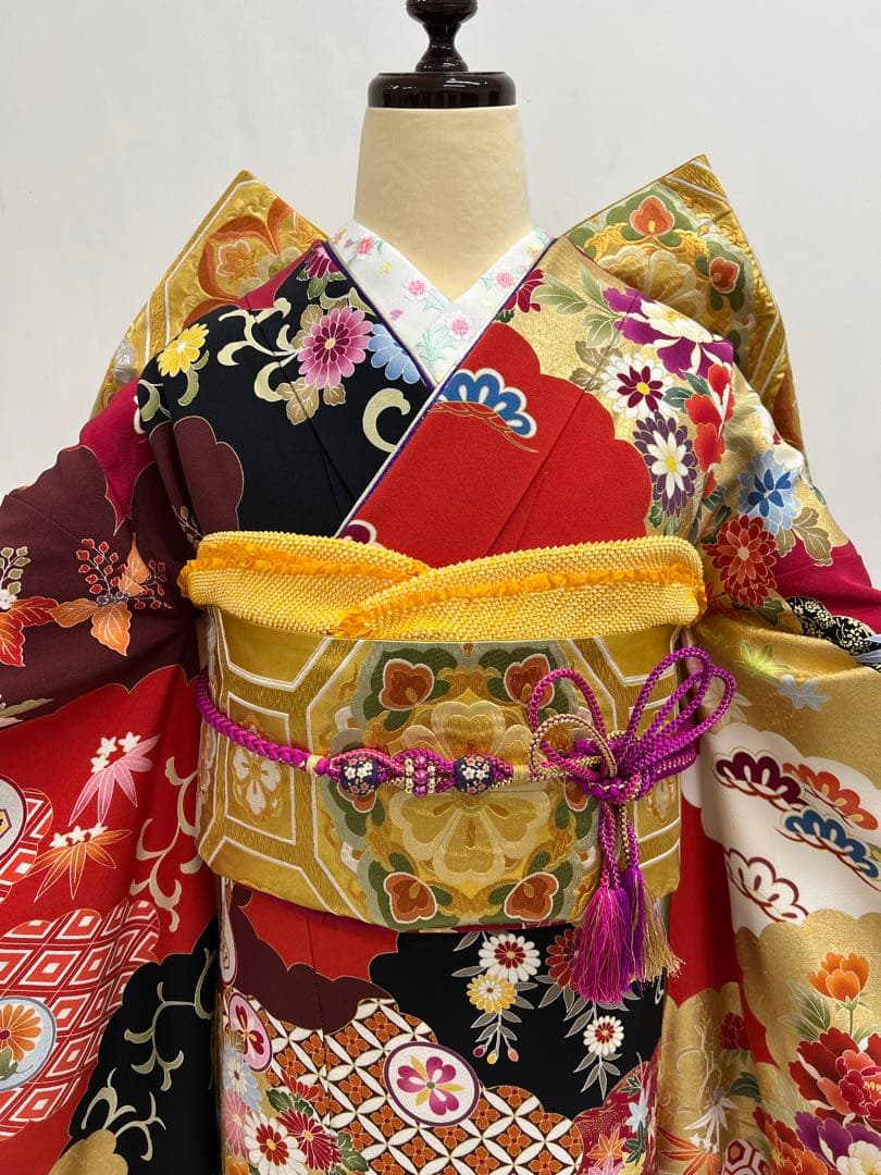 振り袖　フルセット　別誂長襦袢付　 金彩加工　刺繍入り　しつけ糸付　 501