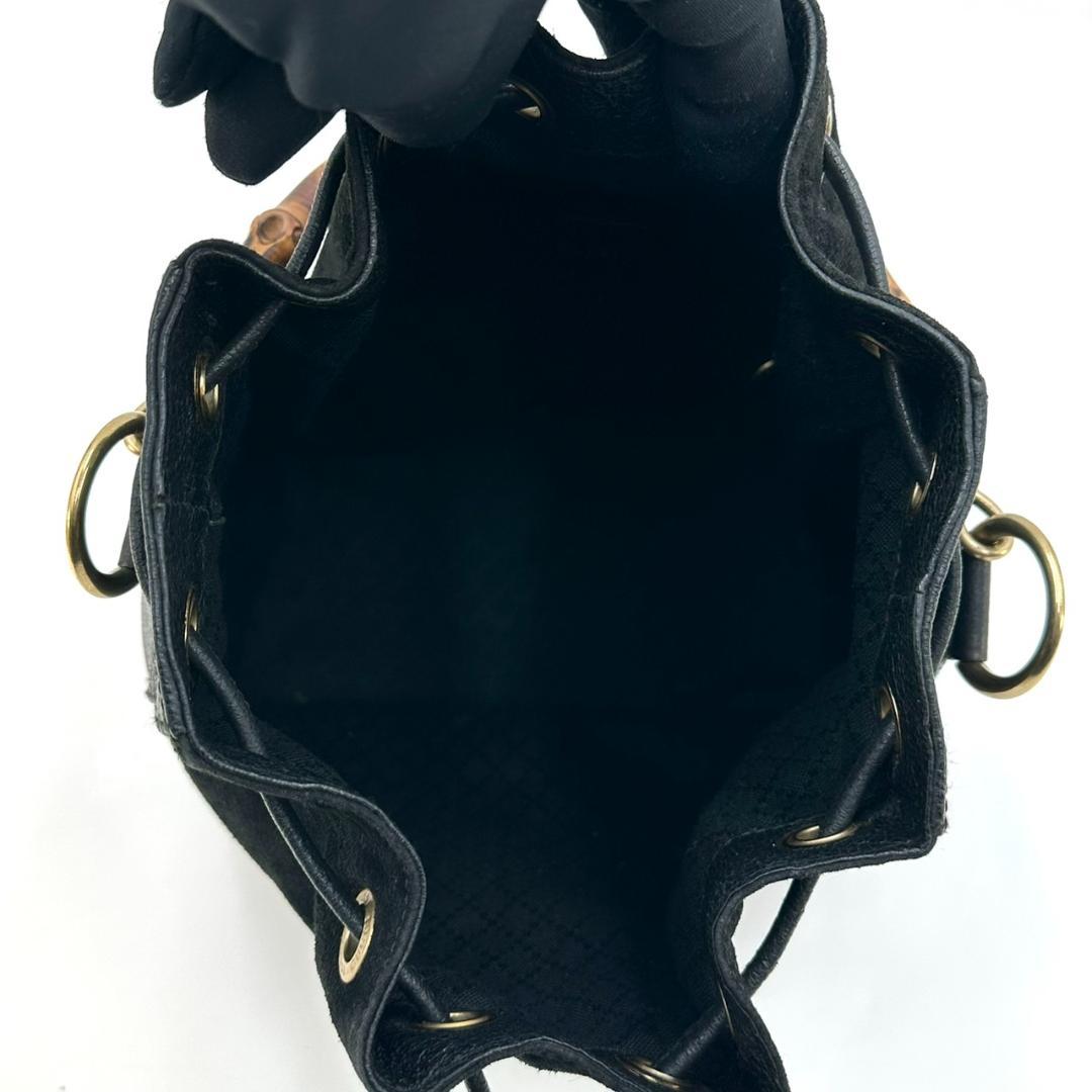 GUCCI グッチ バンブー 巾着 2way ハンドバッグ ショルダーバッグ 黒