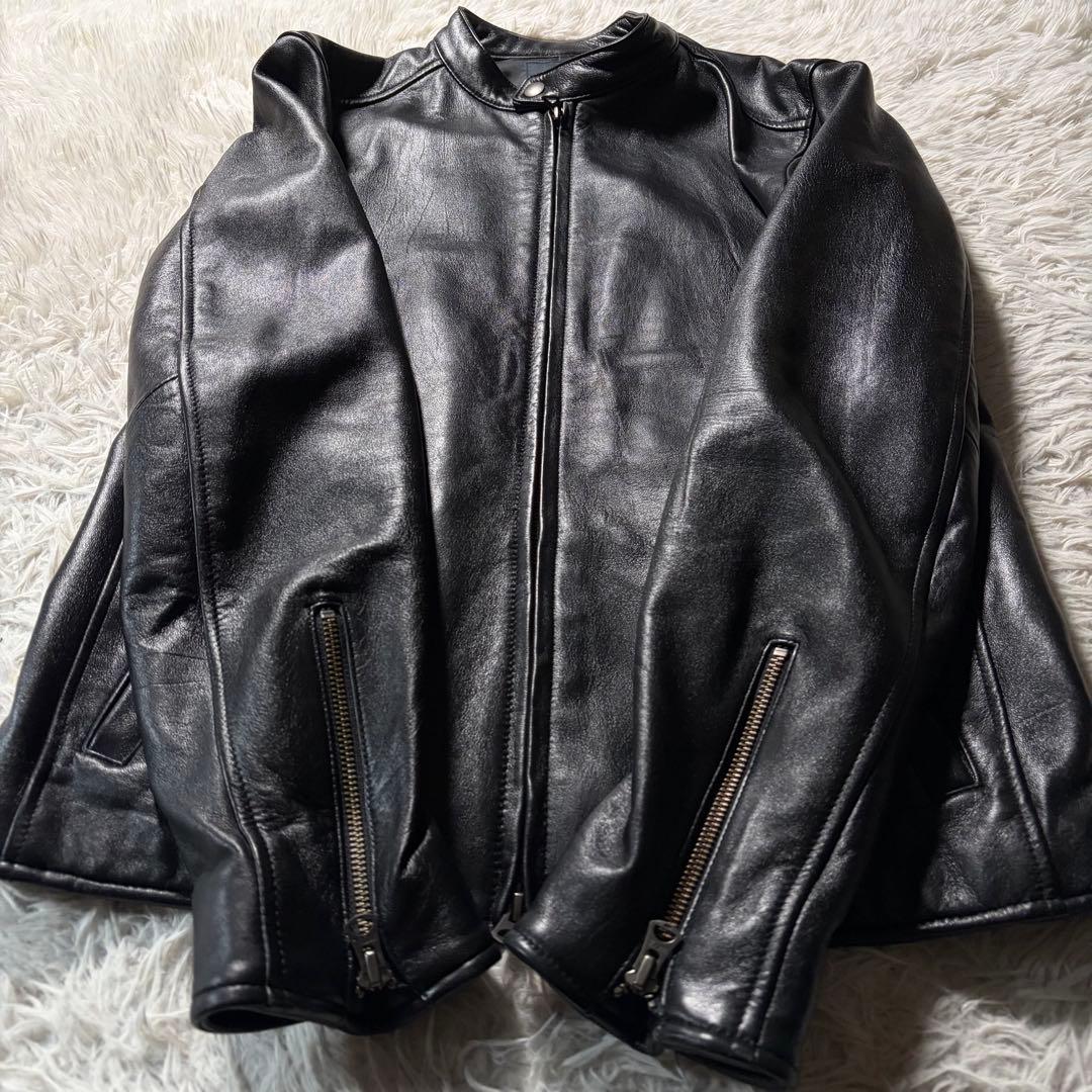 ニ*ノ様 美品✨ナノユニバース　ライダースジャケット　シングル　羊革　ブラック