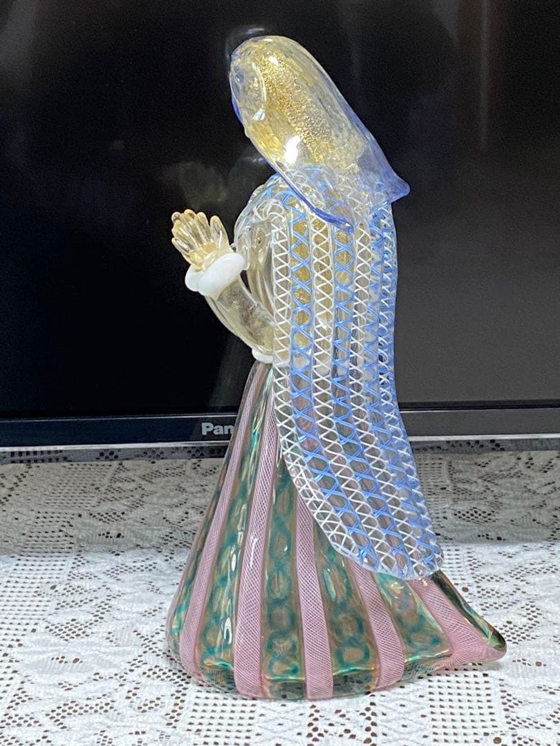 ♦️珍物レア物ムラーノ島 ムラーノグラス マリア像人形 イタリアベネチア骨董品