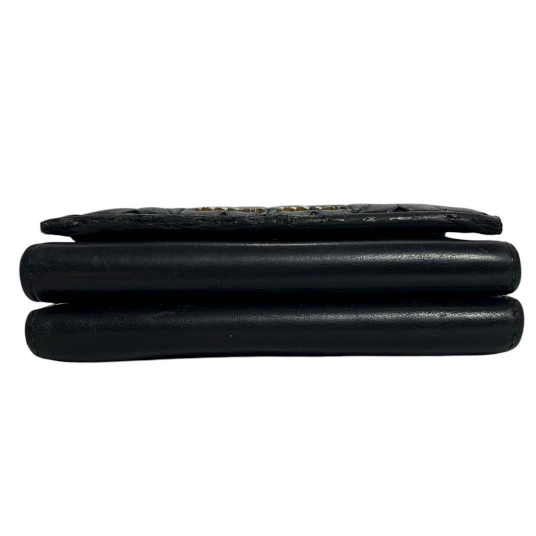 希少✨ミュウミュウ 三つ折り財布 マテラッセ がま口 ロゴ金具 ブラック