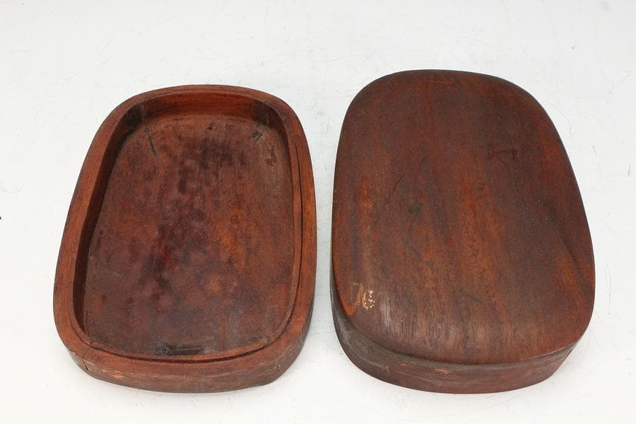 中国美術 楕円形 端渓 硯 文房具(K-LC733)