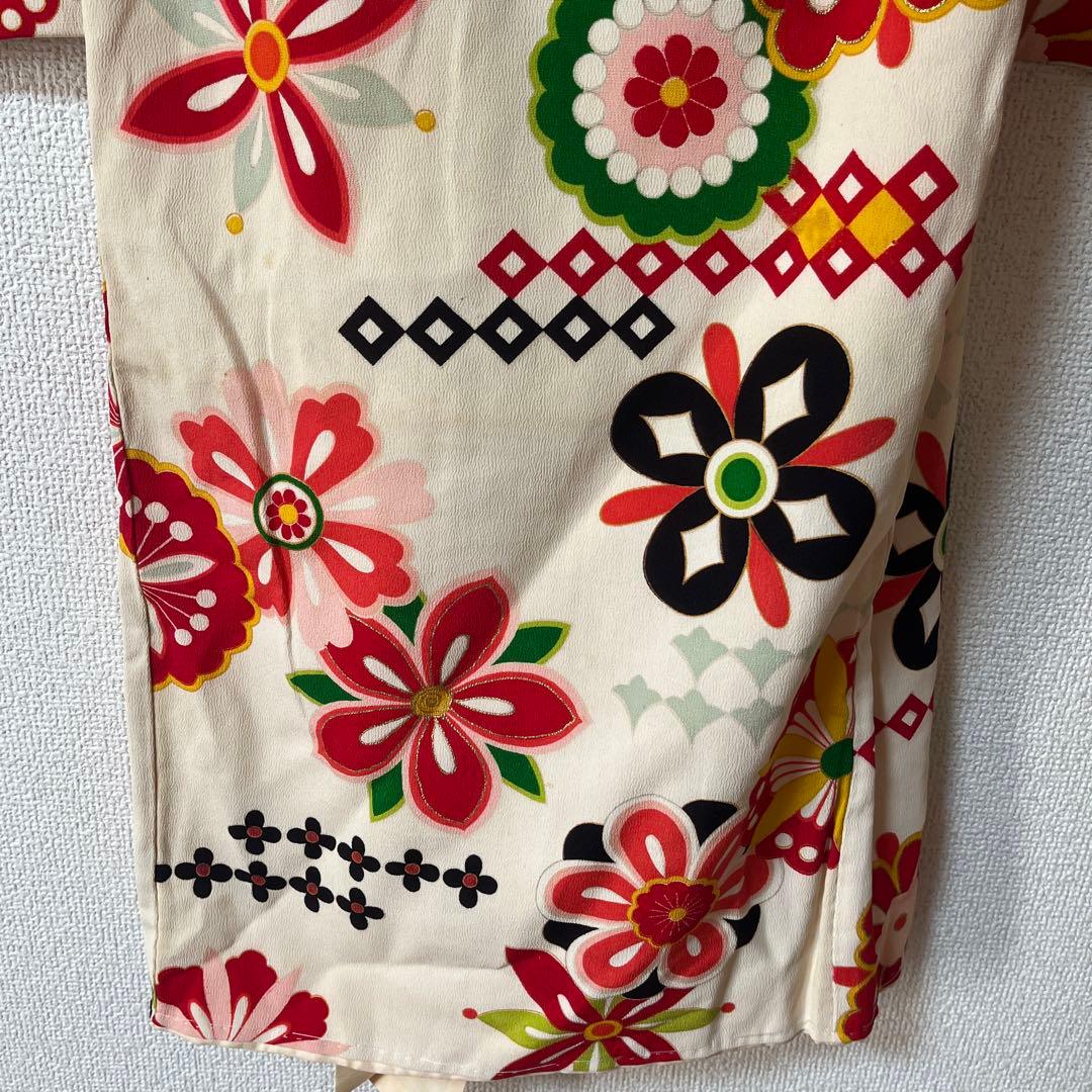 七五三　3歳　アンティーク　正絹　アイボリー