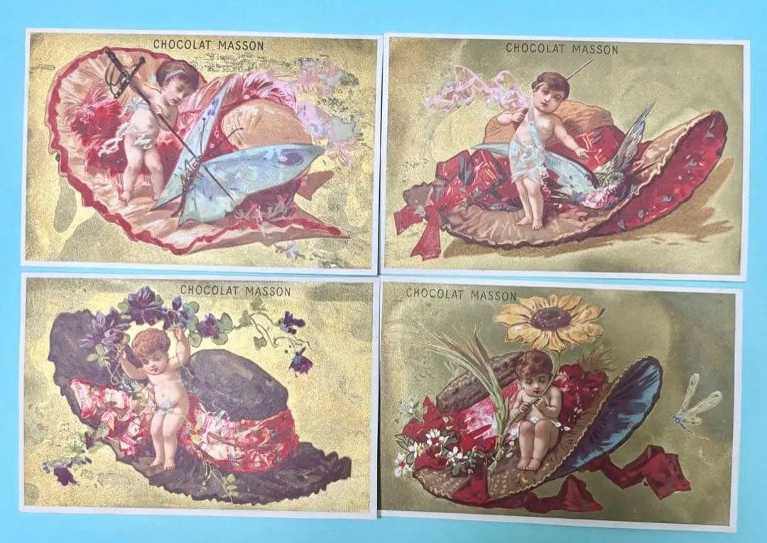 フランスアンティーク　クロモカードCHOCOLAT MASSON 4枚セット