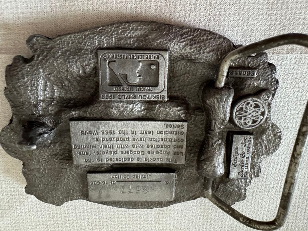 ドジャース　1988年 ワールドチャンピオン　シリアルナンバー入　ベルトバックル