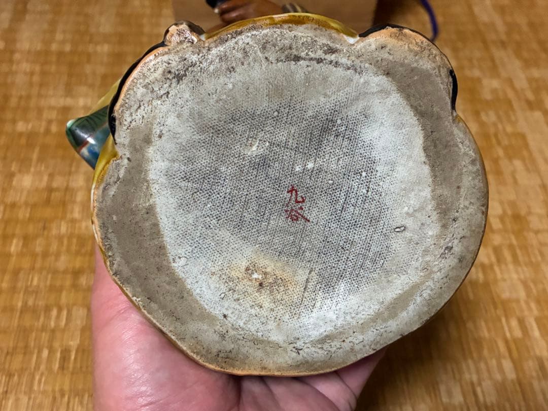 九谷焼 古九谷 金彩 色絵 寿老人 木箱付 33.0㎝！