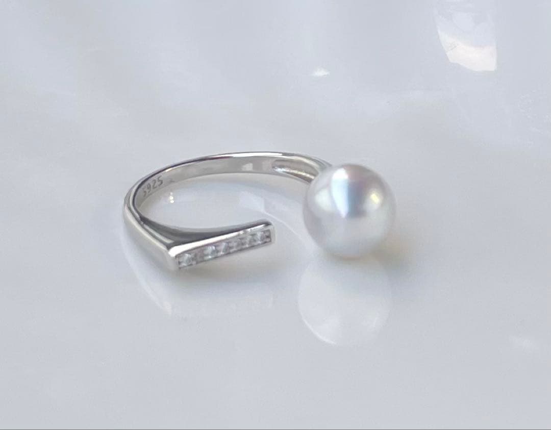 白蝶真珠 s925リング 指輪 南洋パール ハイブランド感 モダンデザイン