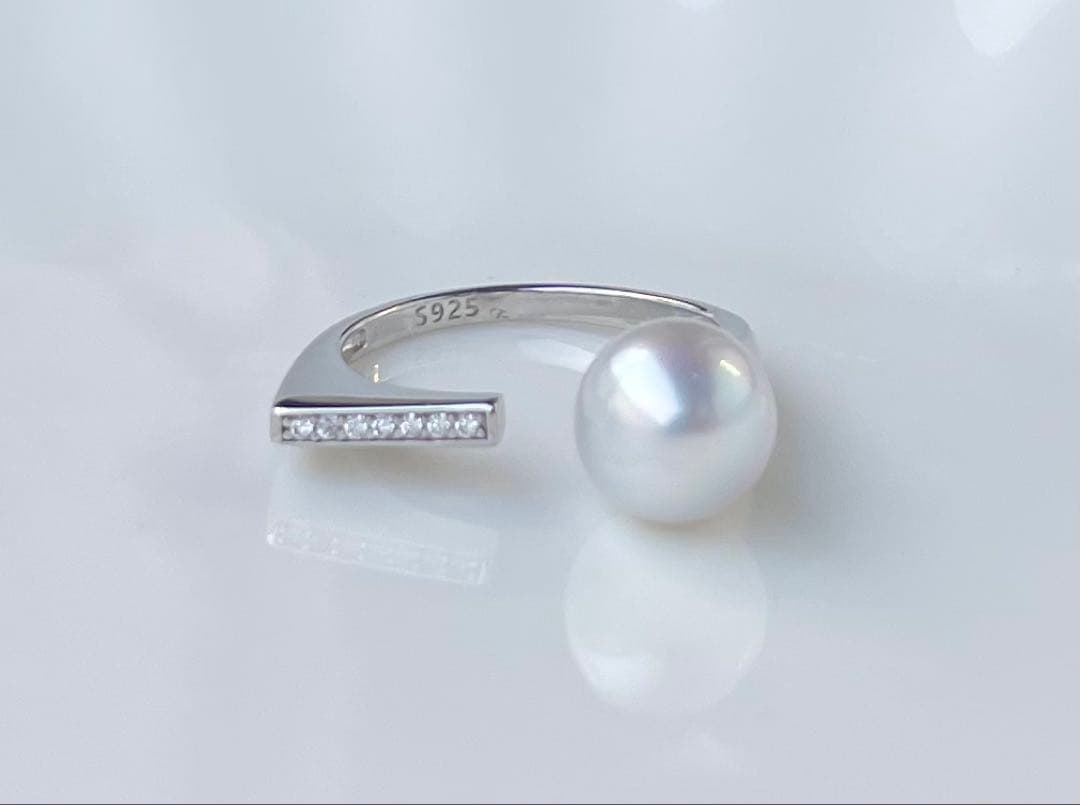 白蝶真珠 s925リング 指輪 南洋パール ハイブランド感 モダンデザイン