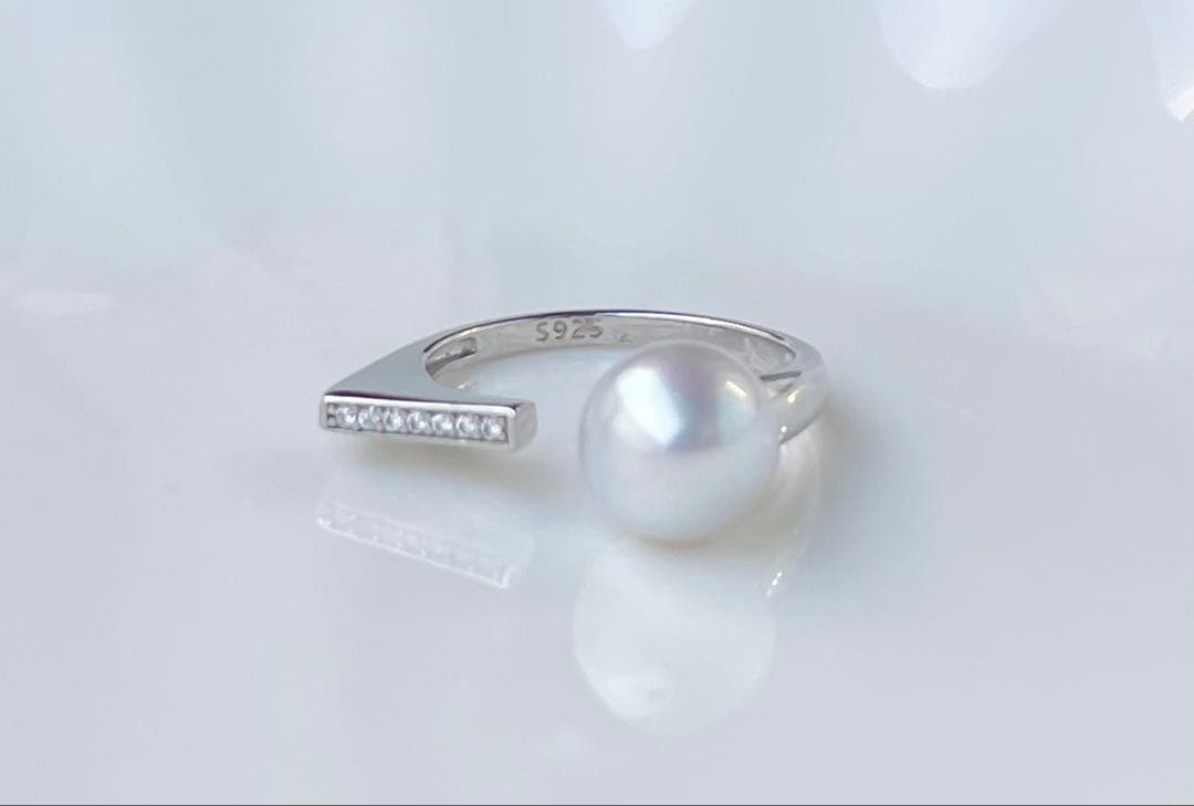 白蝶真珠 s925リング 指輪 南洋パール ハイブランド感 モダンデザイン