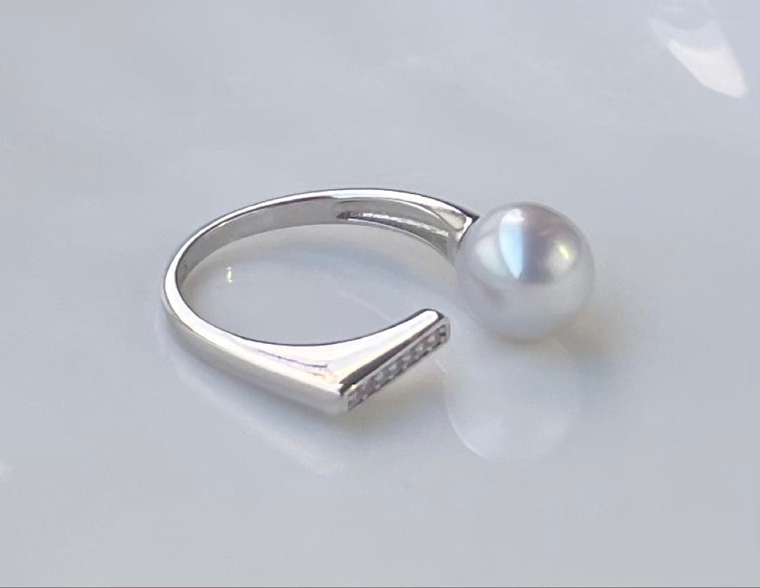 白蝶真珠 s925リング 指輪 南洋パール ハイブランド感 モダンデザイン