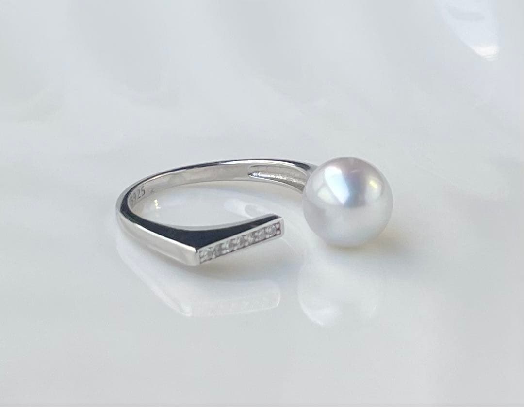 白蝶真珠 s925リング 指輪 南洋パール ハイブランド感 モダンデザイン