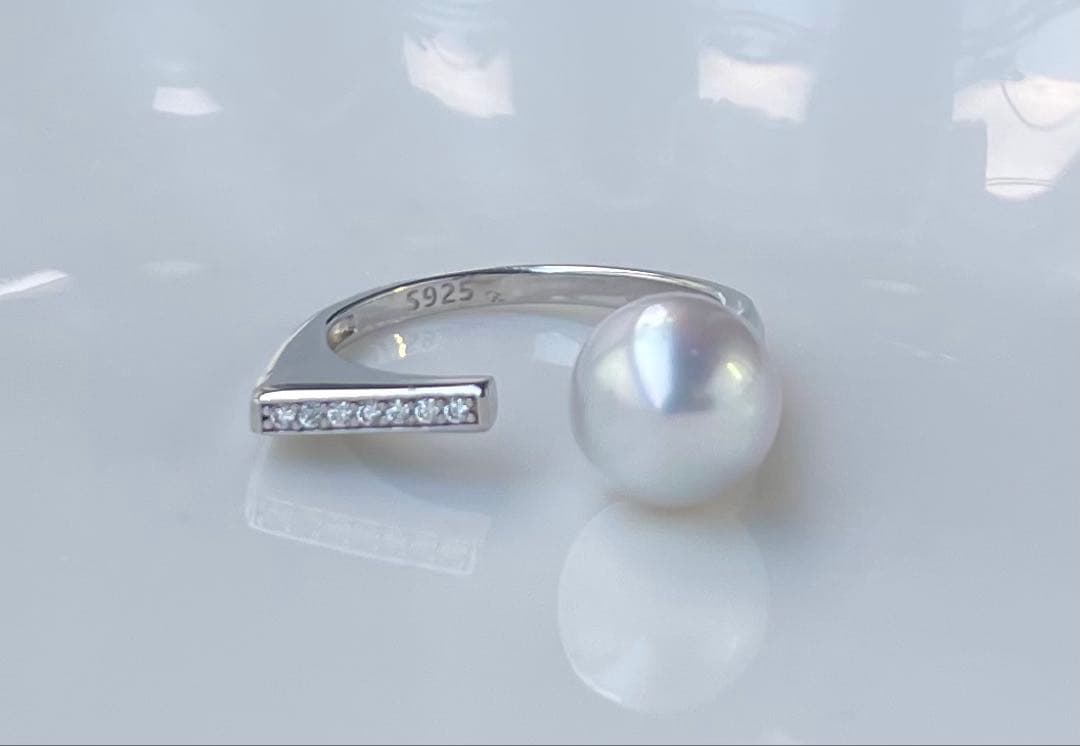 白蝶真珠 s925リング 指輪 南洋パール ハイブランド感 モダンデザイン