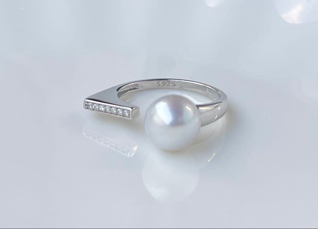 白蝶真珠 s925リング 指輪 南洋パール ハイブランド感 モダンデザイン