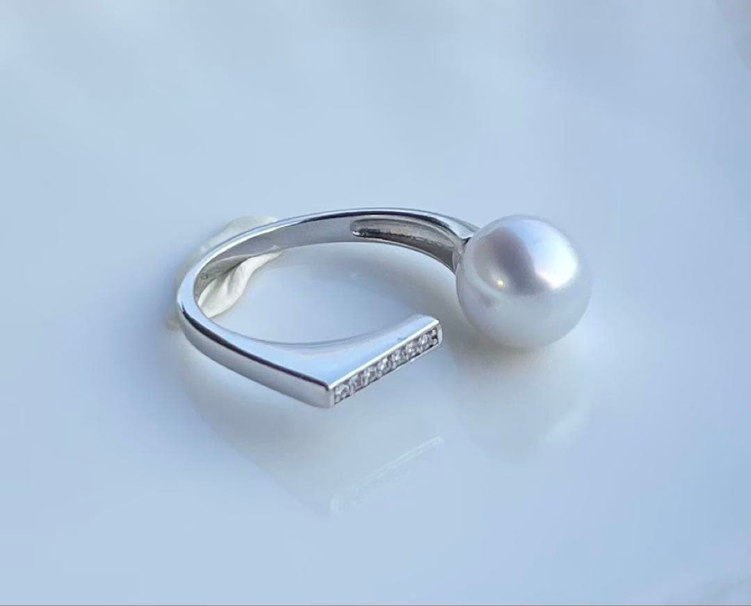 白蝶真珠 s925リング 指輪 南洋パール ハイブランド感 モダンデザイン