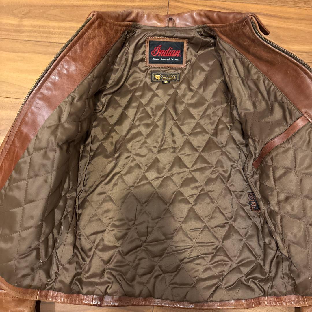 Indian Motorcycleブラウンレザー シングルライダースジャケット