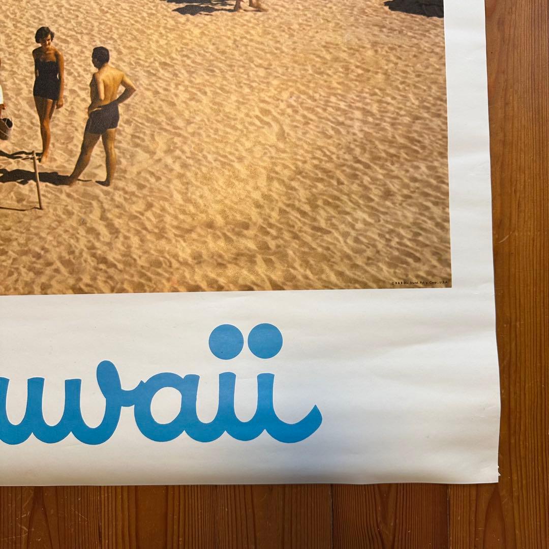 未使用品70sオリジナルhawaii ハワイ観光局プロモーションポスターワイキキ