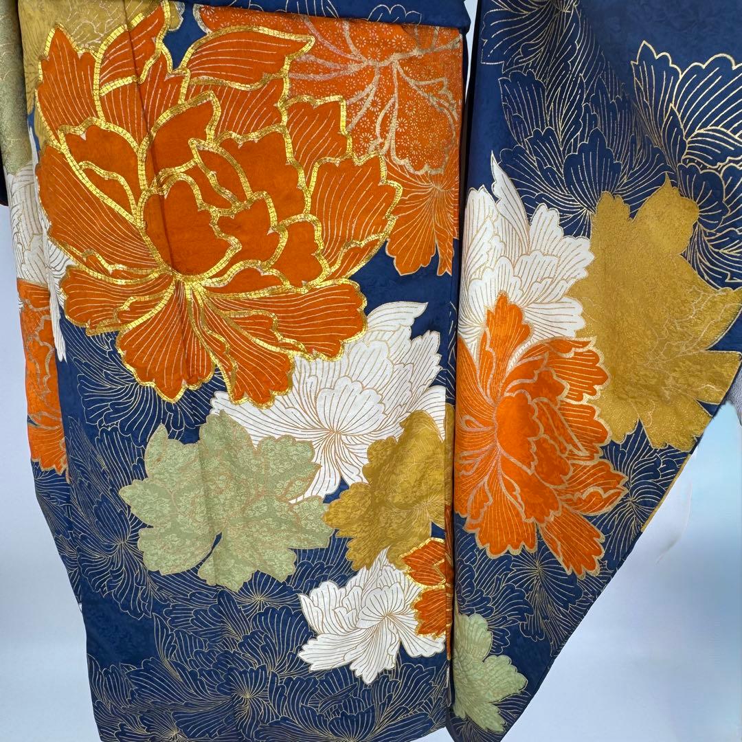 振袖フルセット　青系　成人式　結婚式　お祝い　金駒刺繍　豪華