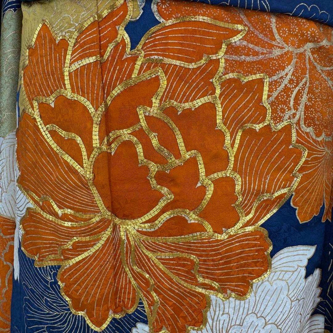 振袖フルセット　青系　成人式　結婚式　お祝い　金駒刺繍　豪華