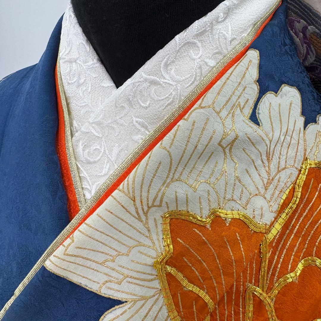 振袖フルセット　青系　成人式　結婚式　お祝い　金駒刺繍　豪華