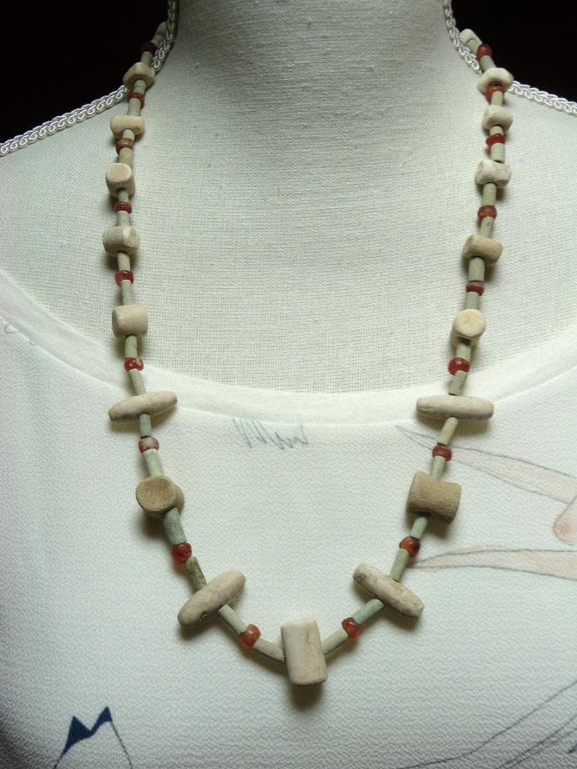 【年末セール】古代　ファイアンスビーズ　オリジナル　ネックレス連