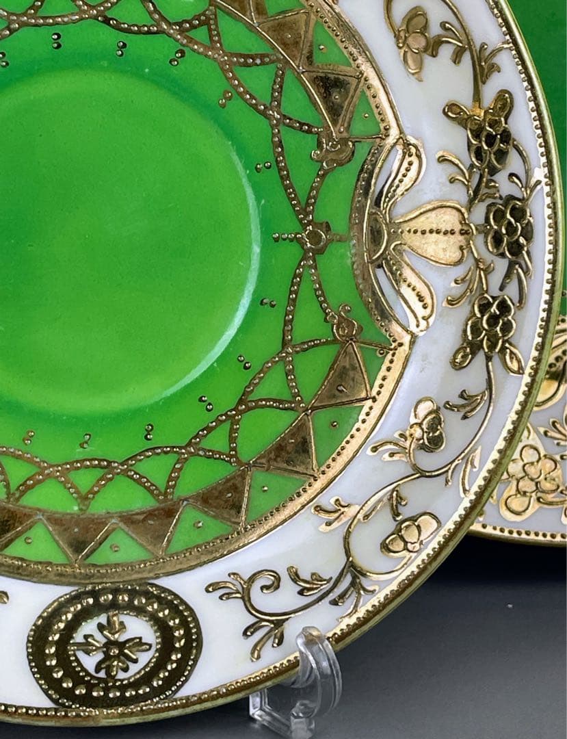 オールドニッポン ティーカップ ソーサー トリオ アールヌーボー 金盛り