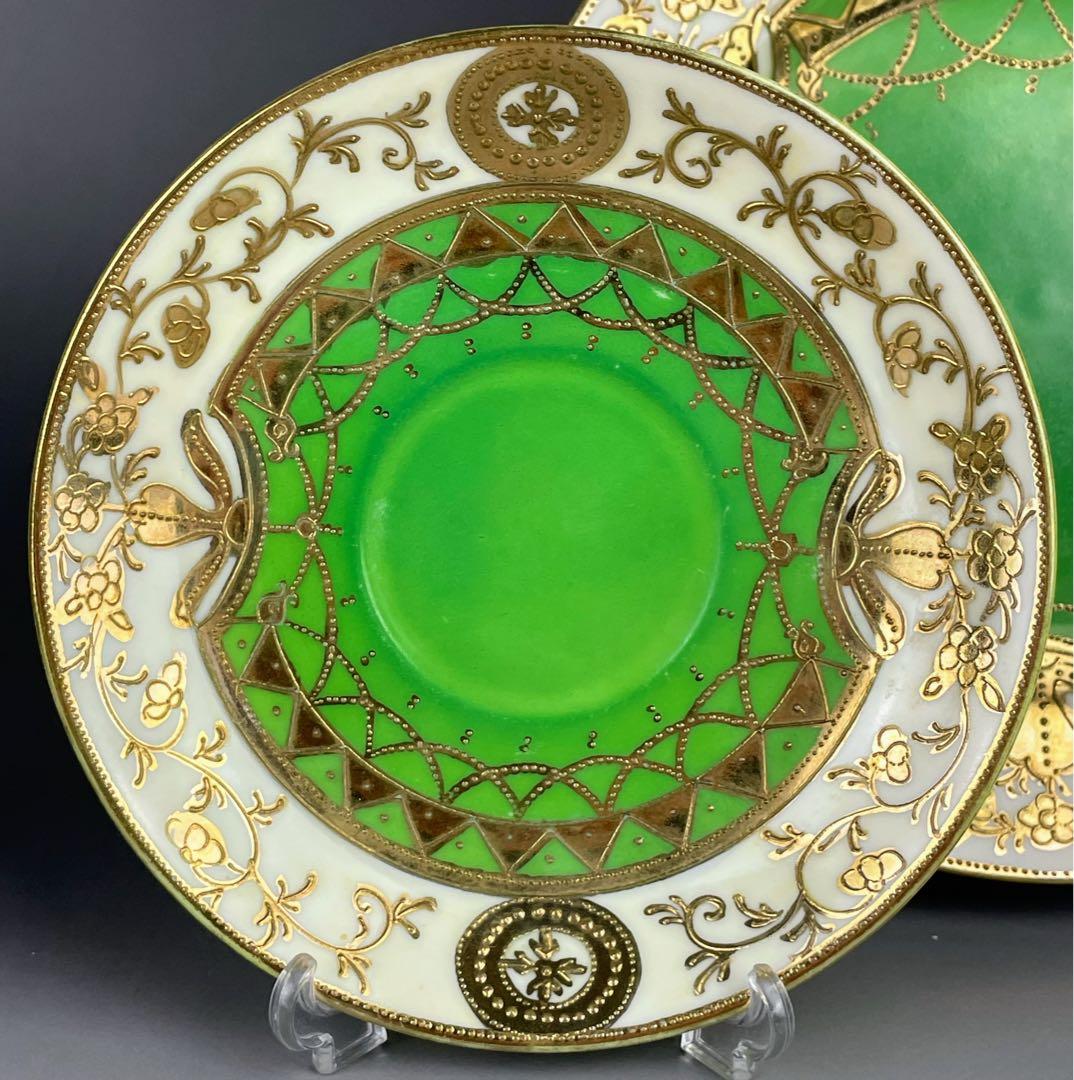 オールドニッポン ティーカップ ソーサー トリオ アールヌーボー 金盛り